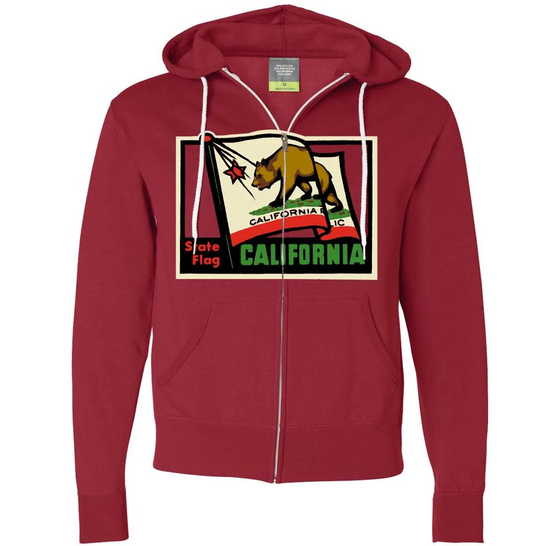 California Vintage State Flag Zip-Up Hoodie