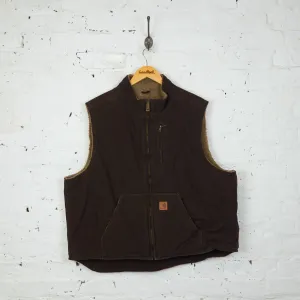 Carhartt Fleece Lined Bodywarmer Gilet Jacket - Brown - XXL