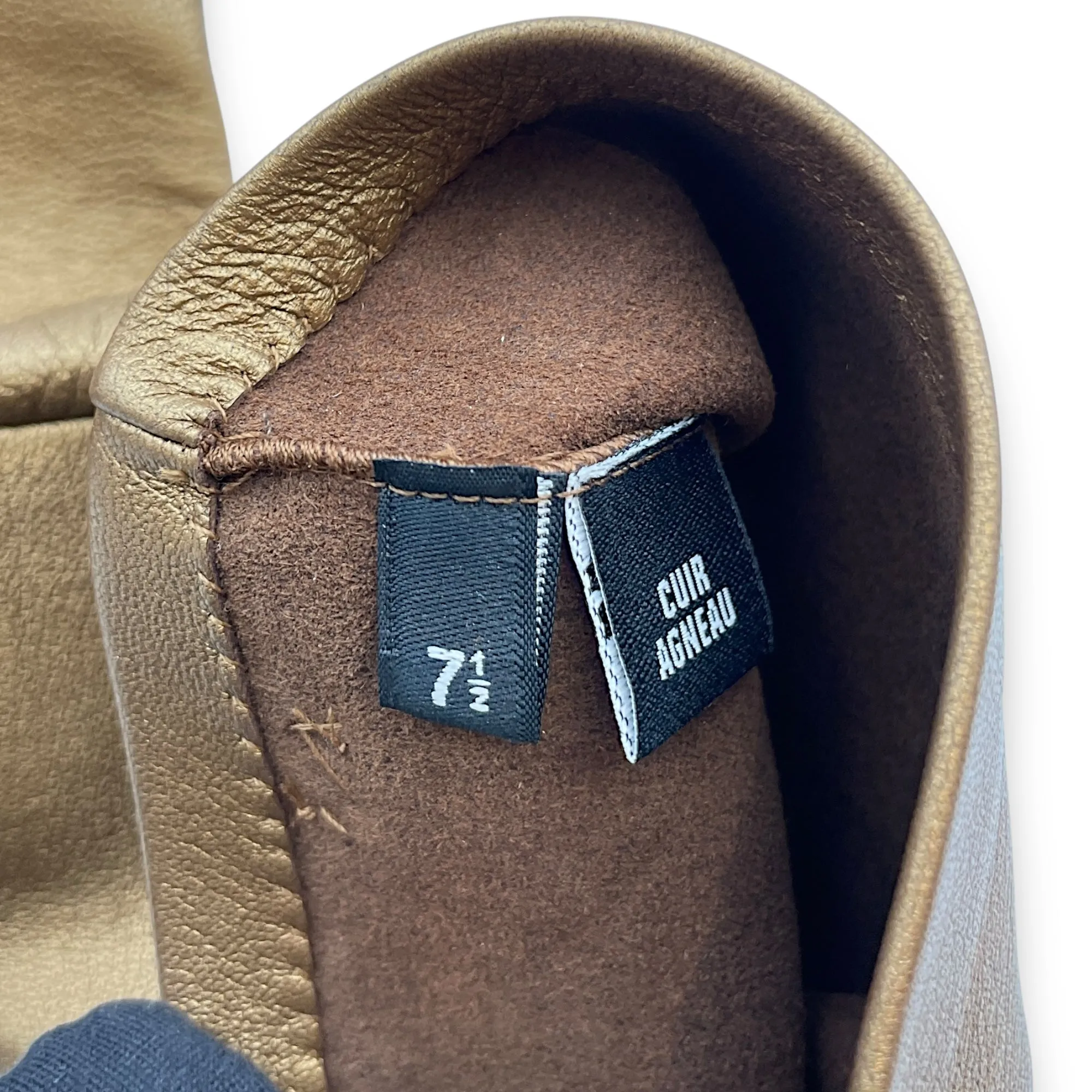CC Full (Fingerless) 7.5 Bronze Gloves in Lambskin, Silver hardware