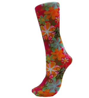 Celeste Stein ~ COMPRESSION Socks ~ Bright Flower Power