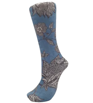 Celeste Stein ~ COMPRESSION Socks ~ Denim Linen Flowers