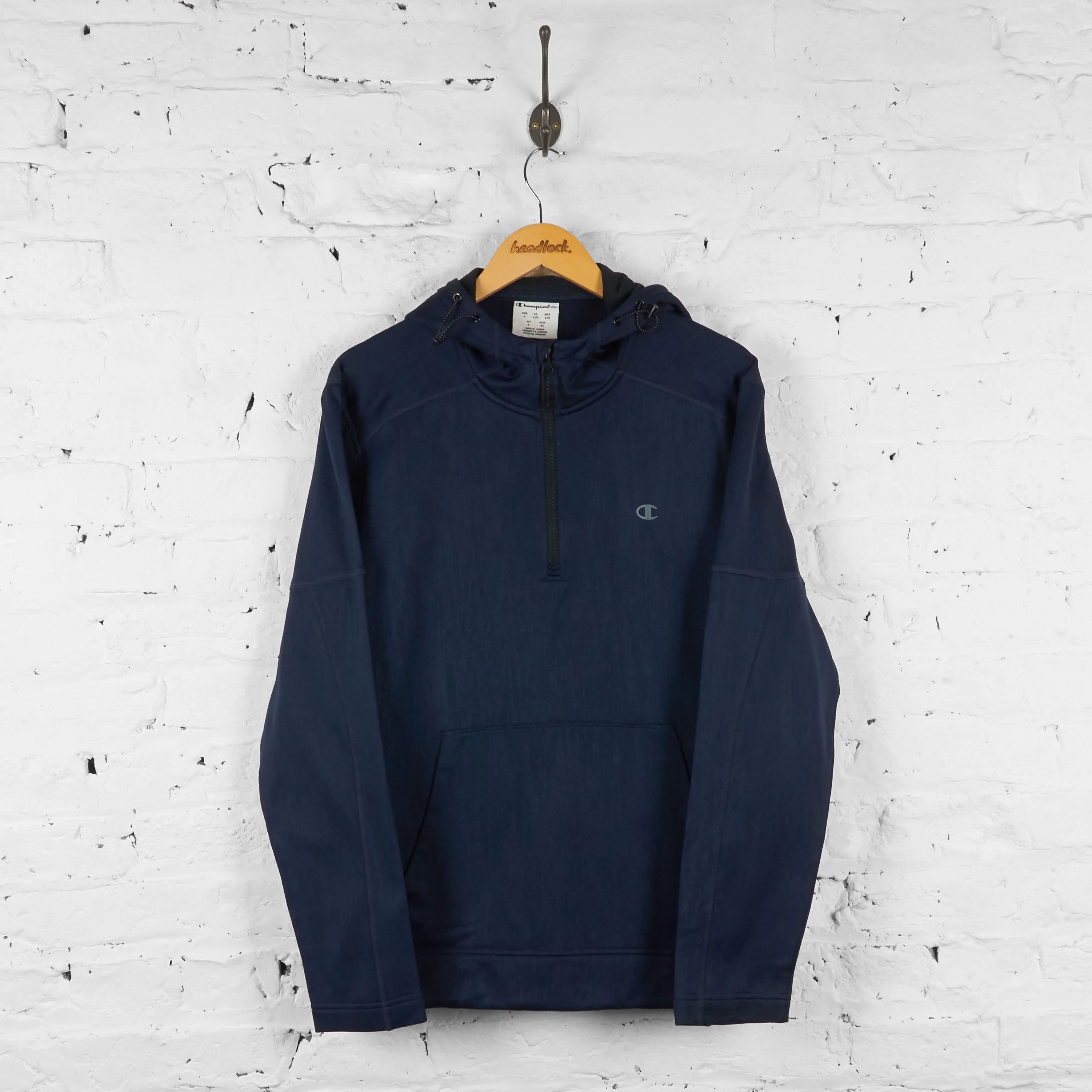 Champion 1/4 Zip Hoodie - Blue - L