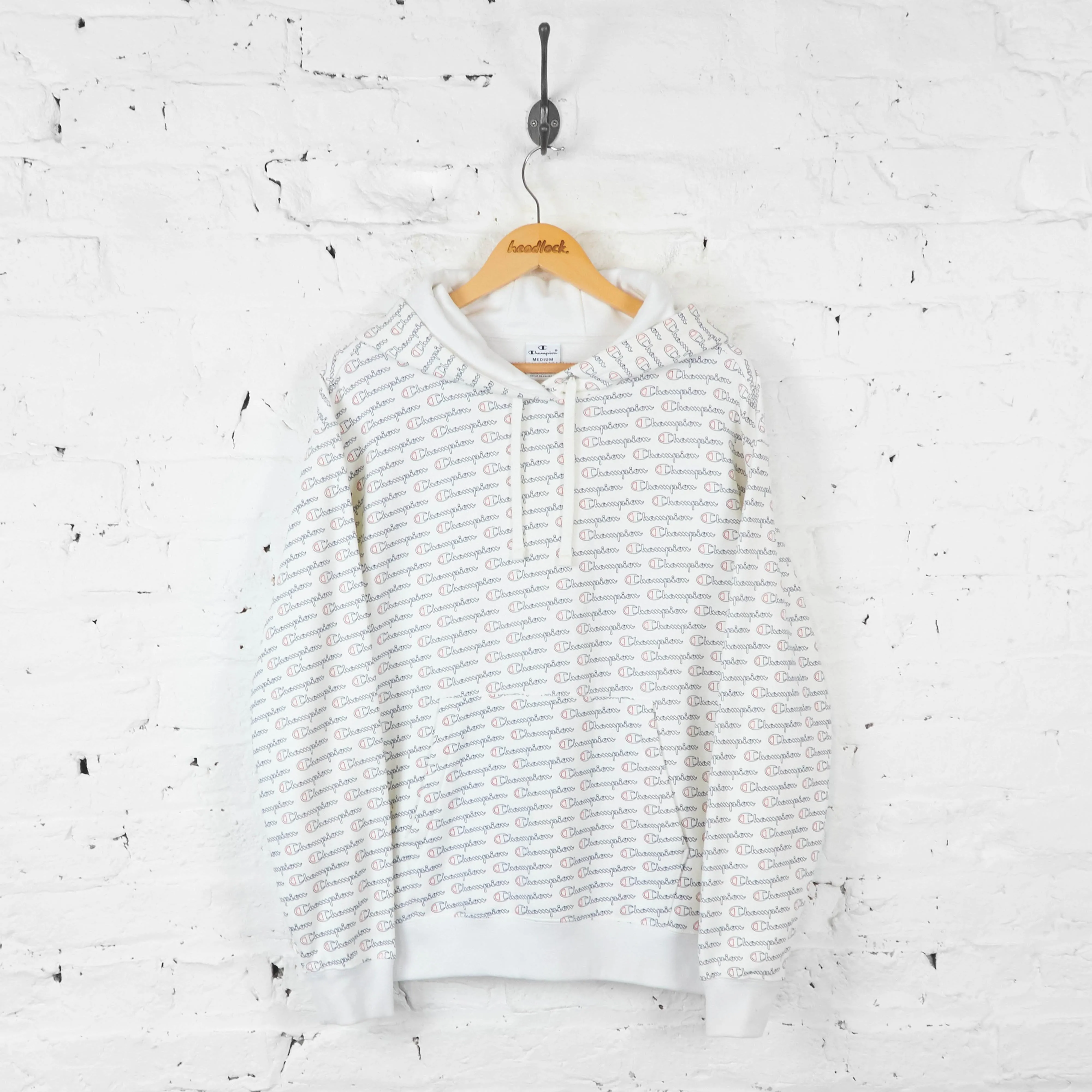 Champion All Over Print Hoodie - White - M