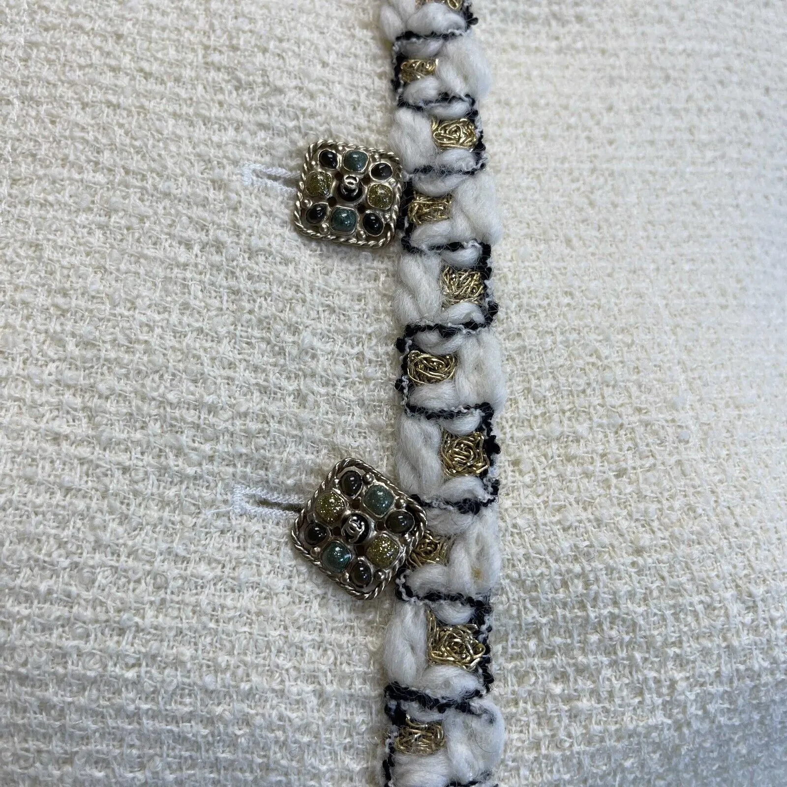 Chanel 11a Blazer CC Gripoix Buttons Ivory White 42 US 10