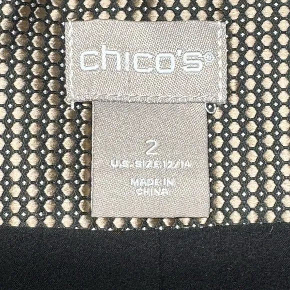 Chico’s Paisley Patch-Print Jacket Size 2 US 12/14 Neutral 3/4 Sleeve Relaxed