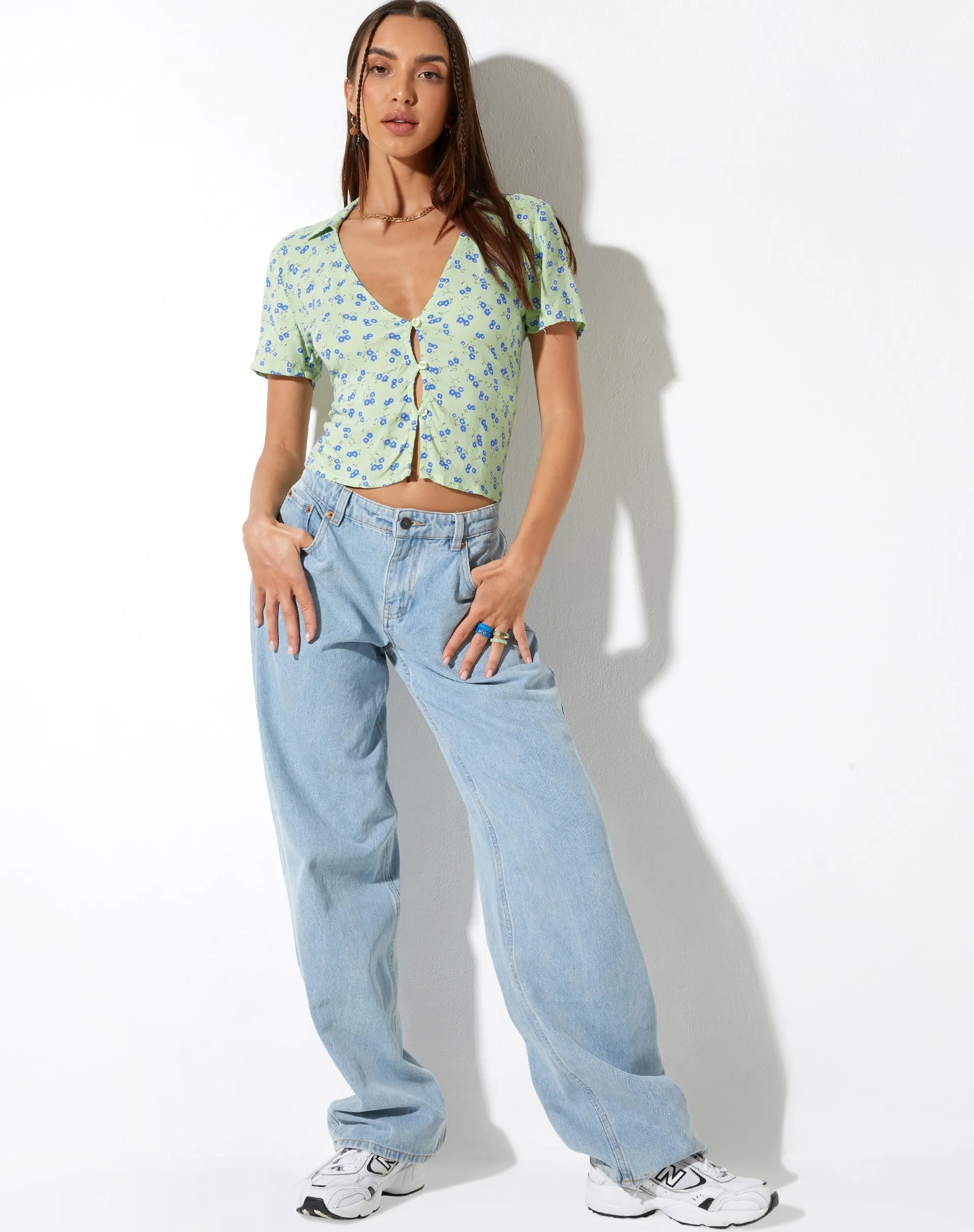 Chu Top in Lime Floral