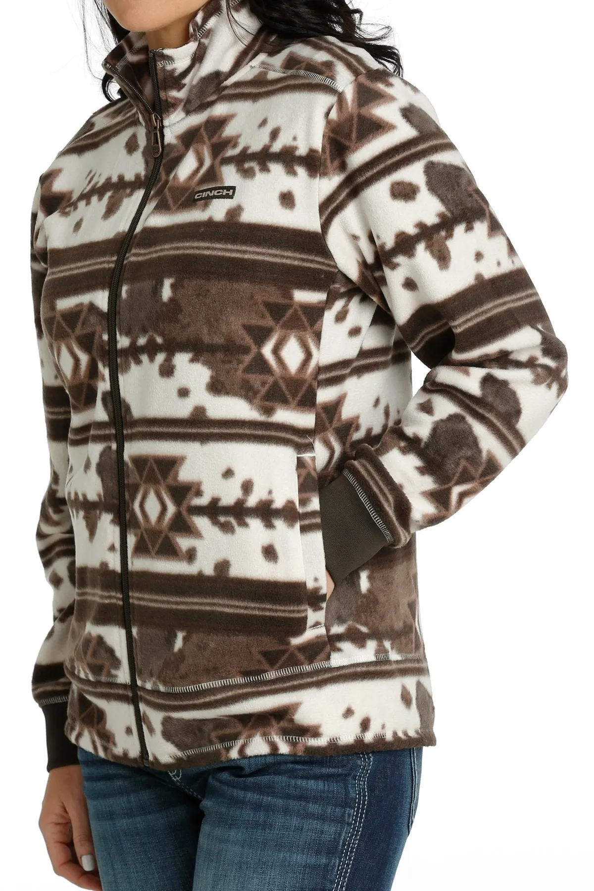 Cinch Women's Cream Southwest Polar Fleece Zip Jacket