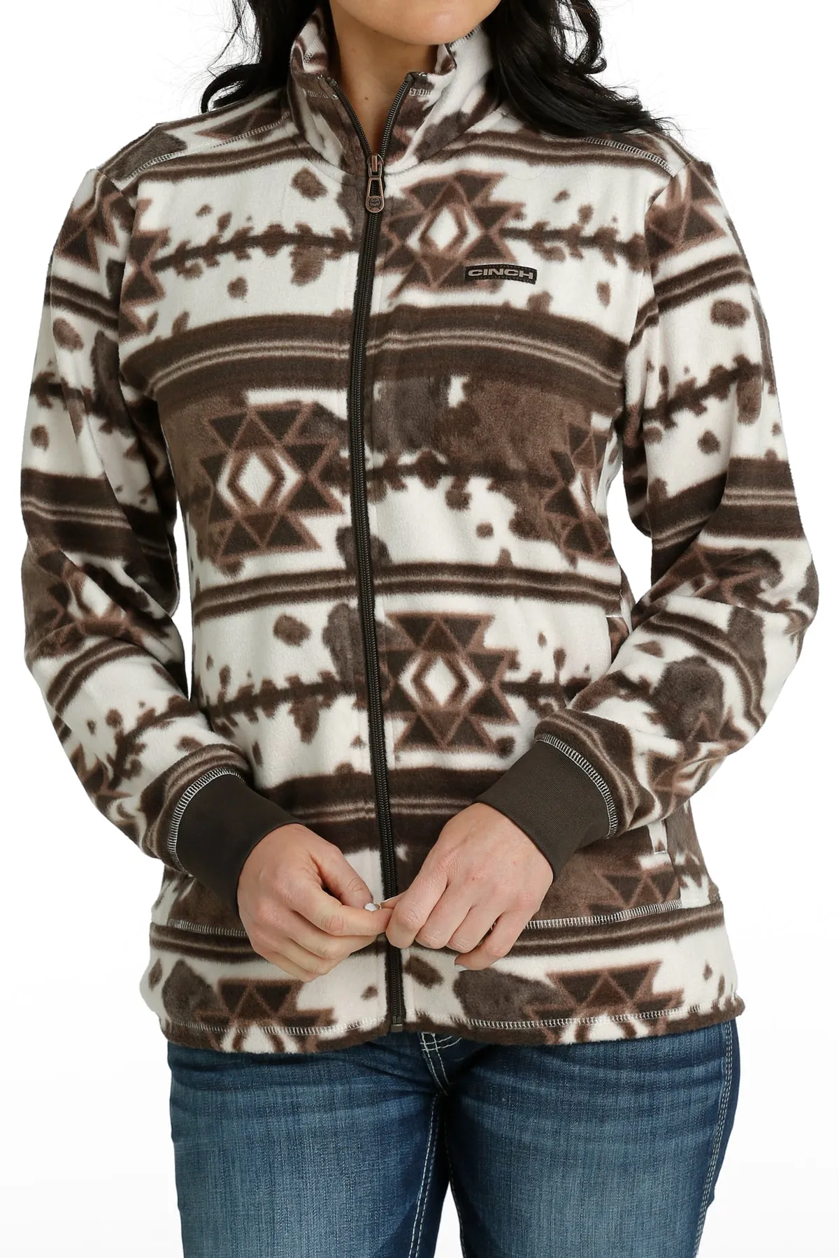 Cinch Women's Cream Southwest Polar Fleece Zip Jacket