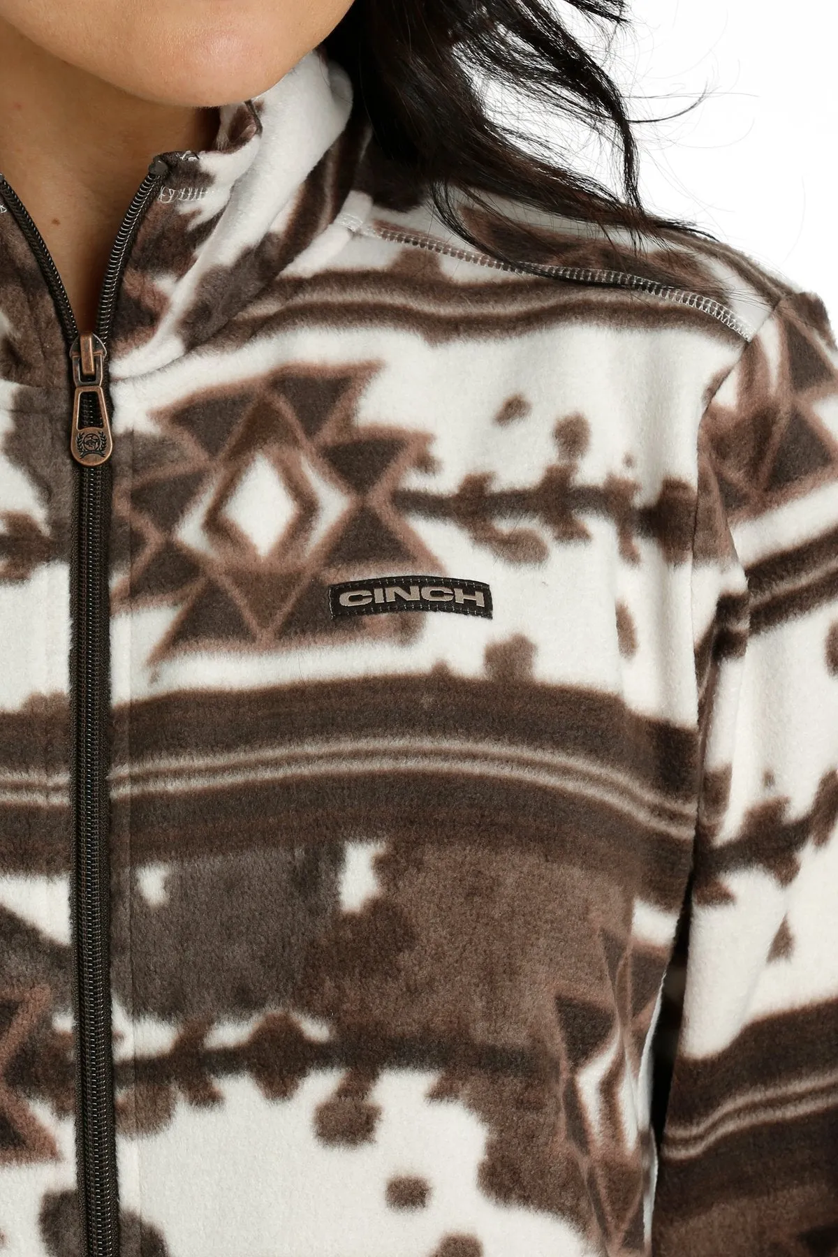 Cinch Women's Cream Southwest Polar Fleece Zip Jacket