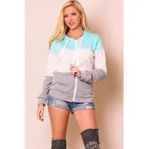 Color Block Hoodie Long Sleeve Zippe (Showa)