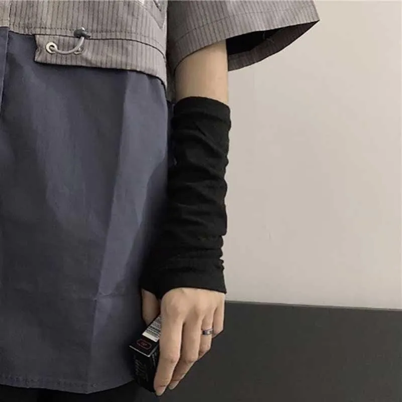Complete Your Alternative Look with Black Punk Long Fingerless Gloves