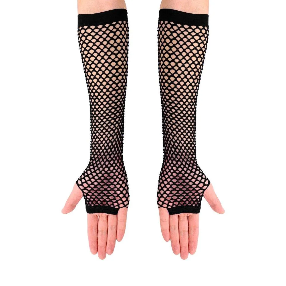 Complete Your Alternative Look with Black Punk Long Fingerless Gloves