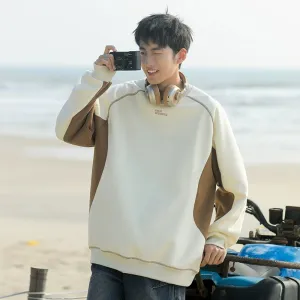 Contrast Color Round Neck Sweatshirt