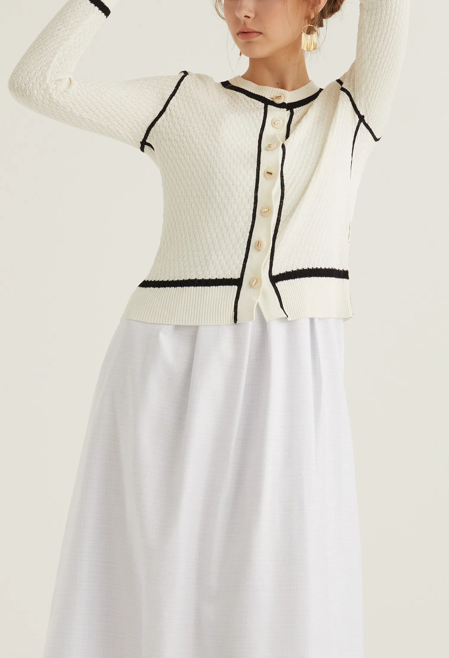 Contrast Detailed Cardigan