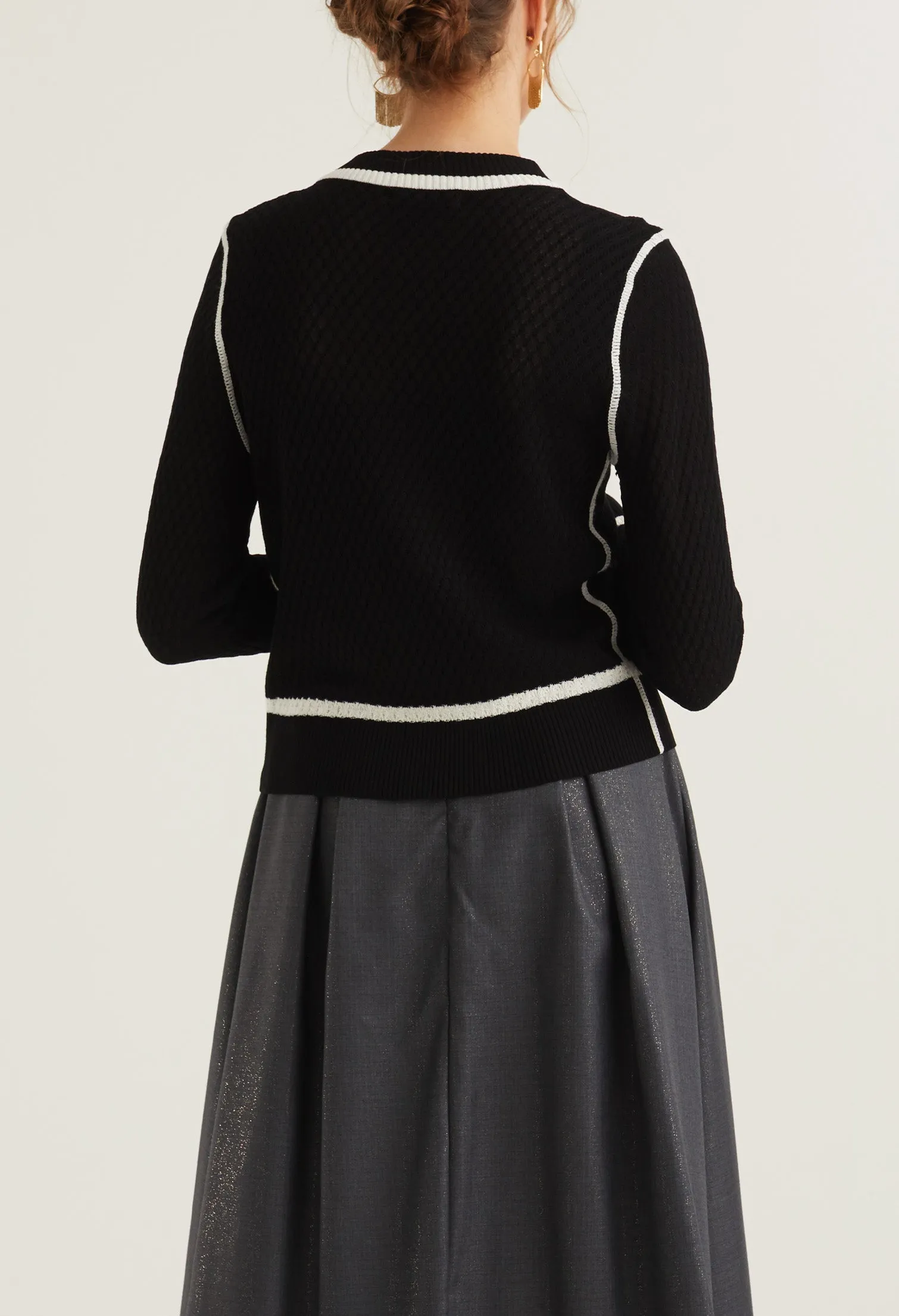 Contrast Detailed Cardigan