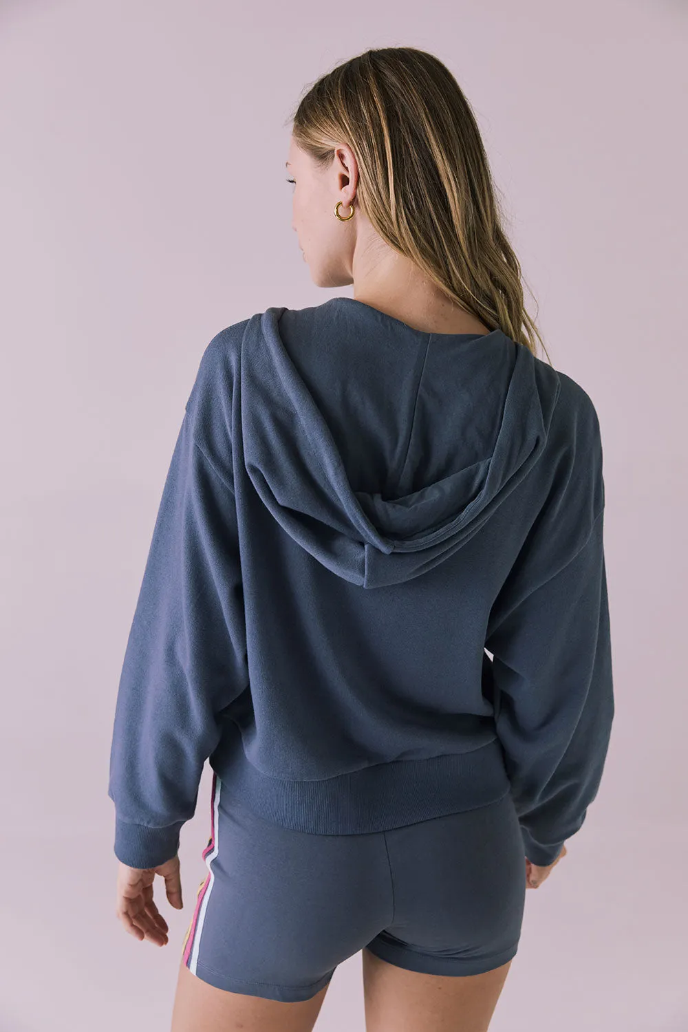 Contrast Strappings Zip Up Hoodie