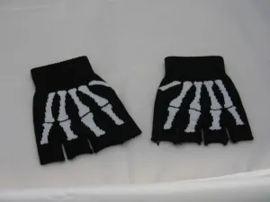 Copy of Black Fingerless Gloves with Skeleton Motif