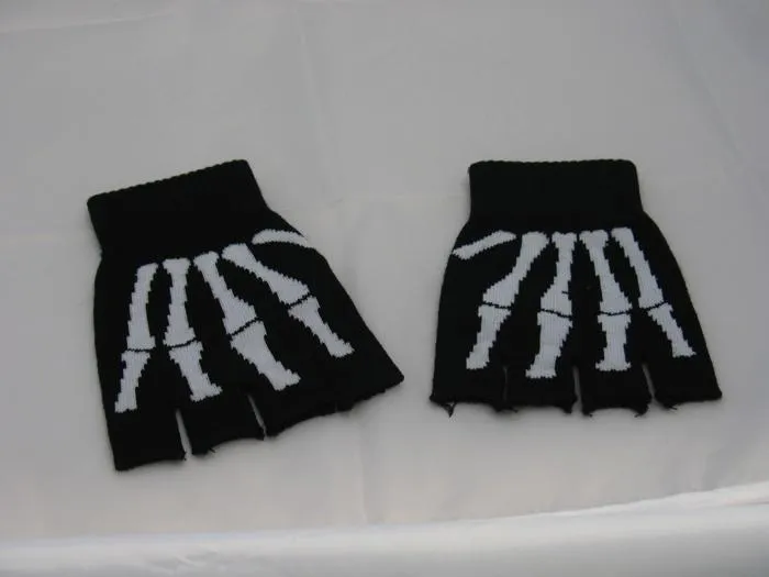 Copy of Black Fingerless Gloves with Skeleton Motif