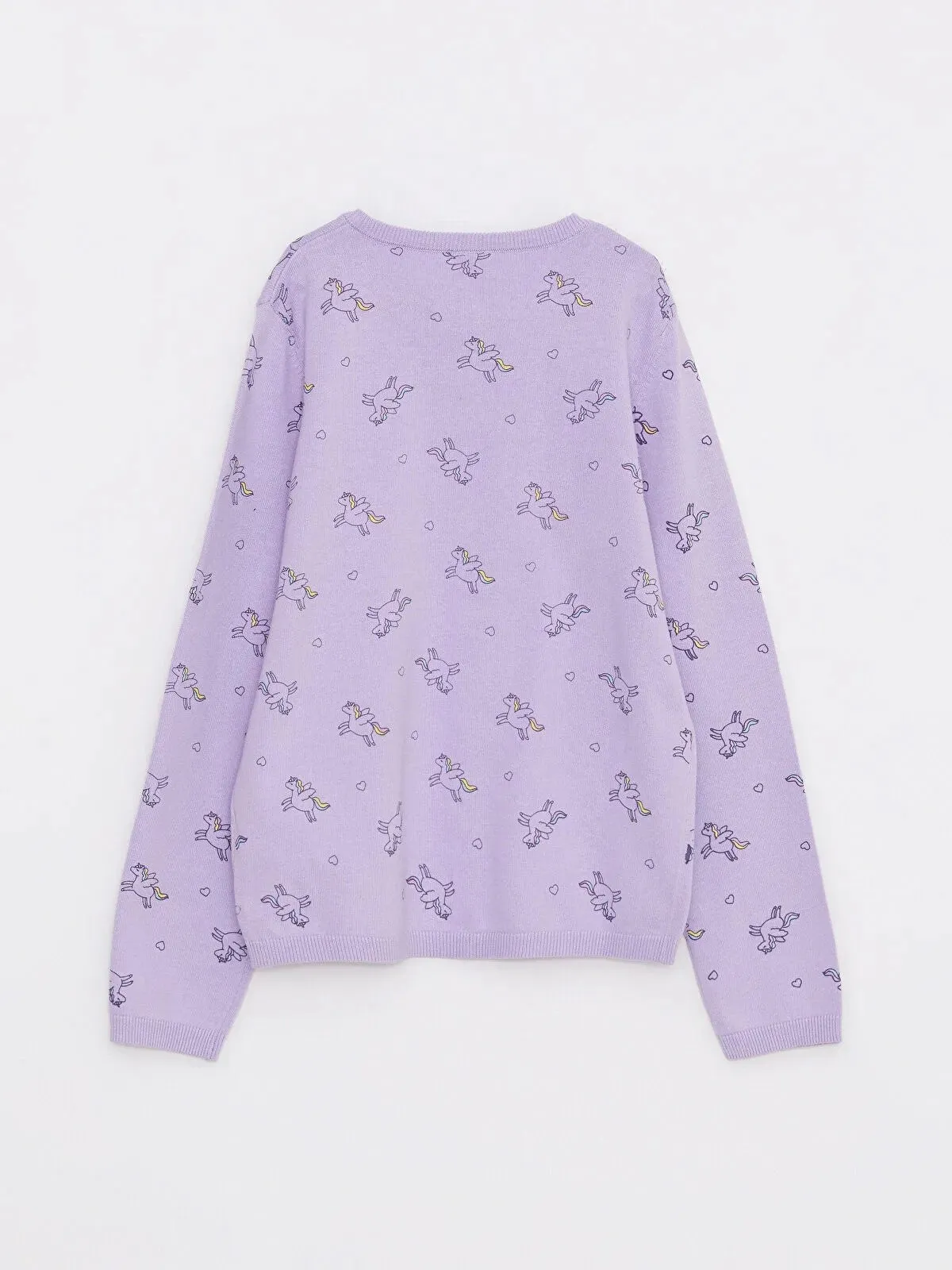Crew Neck Patterned Long Sleeve Girls Knitwear Cardigan