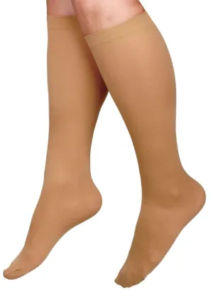 CURAD Knee-High Compression Hosiery with 15-20 mmHg, Tan, Size D, Regular