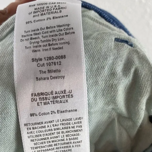 Current/Elliott Stiletto Sahara Destroy Jeans SZ 29