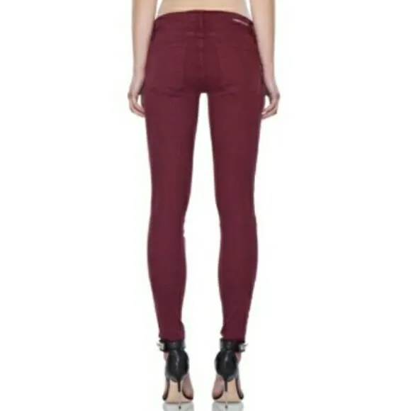 CURRENT/ELLIOTT The Ankle Skinny low rise waist retro jeans in garnet Size 27