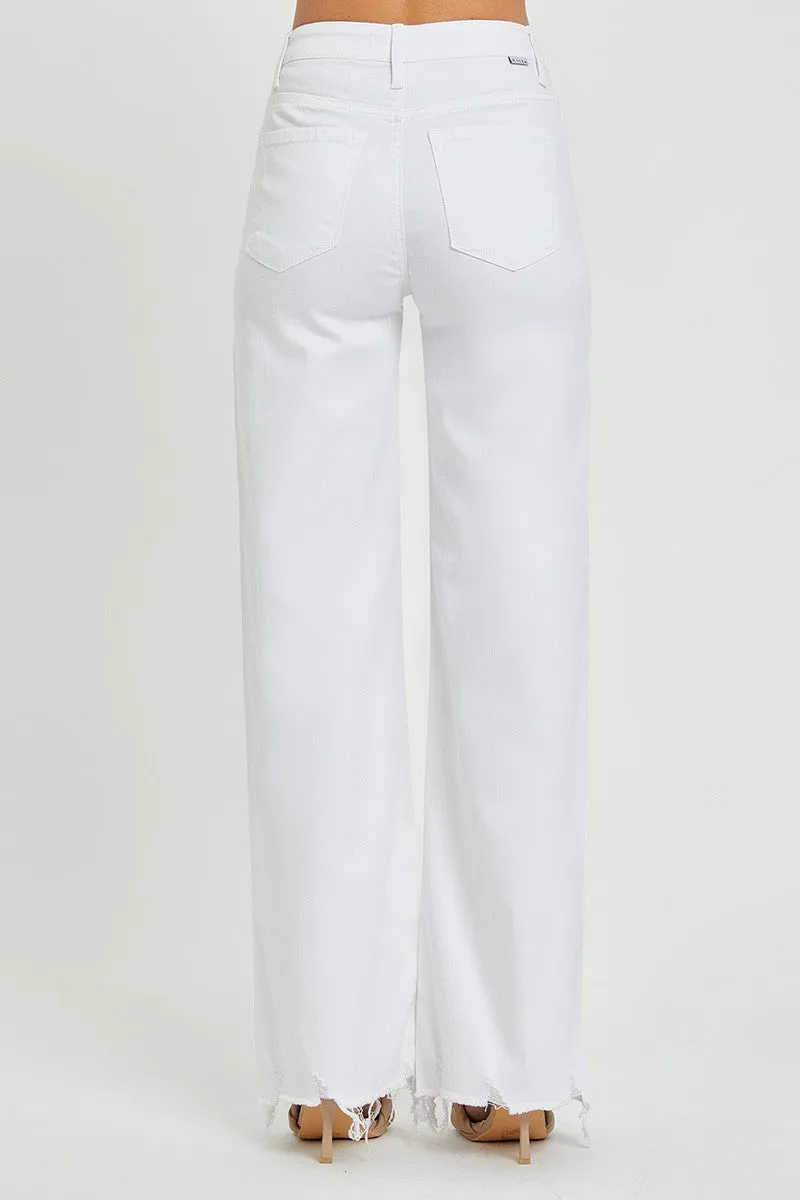 CURVY - HIGH RISE WIDE JEANS BY RISEN - WHITE
