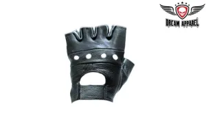 Dream Apparel Fingerless Naked Cowhide Leather Motorcycle Gloves