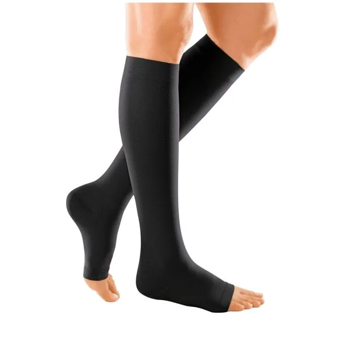 Duomed Soft Class 1 Below Knee Compression Stockings Open Toe XXL Black