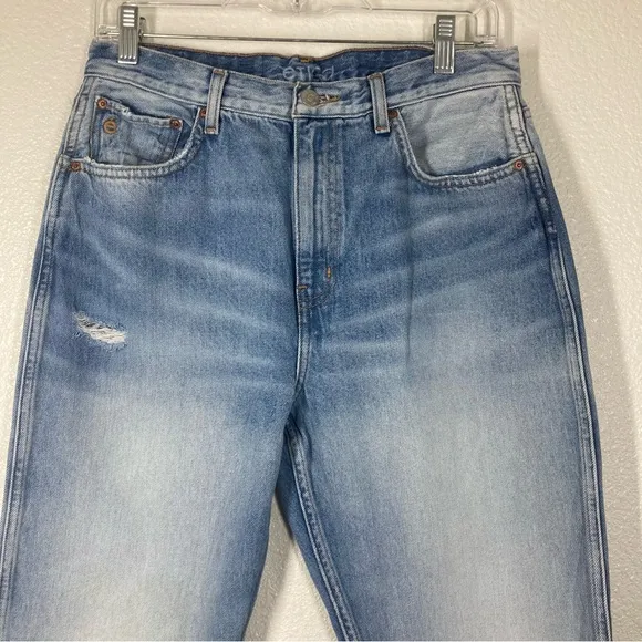 Etica Sasha Modern Flare Jeans Size 30 Medium Wash Denim Zip Closure
