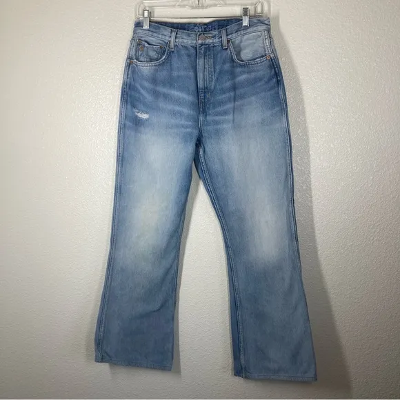 Etica Sasha Modern Flare Jeans Size 30 Medium Wash Denim Zip Closure