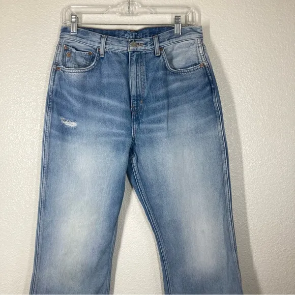 Etica Sasha Modern Flare Jeans Size 30 Medium Wash Denim Zip Closure