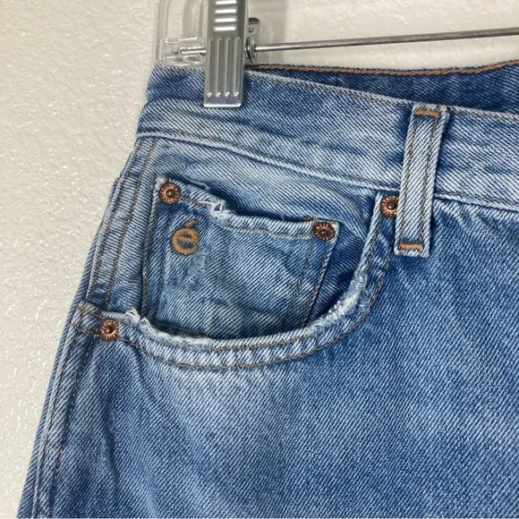 Etica Sasha Modern Flare Jeans Size 30 Medium Wash Denim Zip Closure