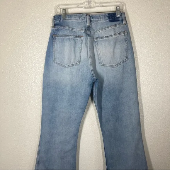 Etica Sasha Modern Flare Jeans Size 30 Medium Wash Denim Zip Closure