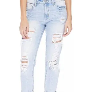 Eunina jeans frankie destructed boyfriend jeans for women in light wash