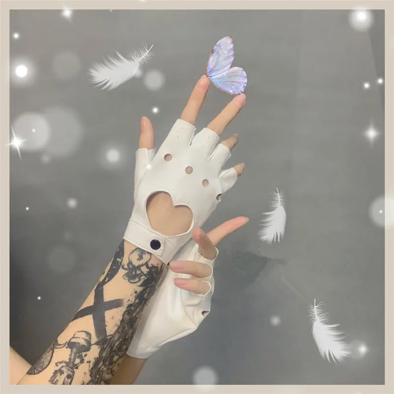 Fashion heart-shaped hollow fingerless gloves yc23487