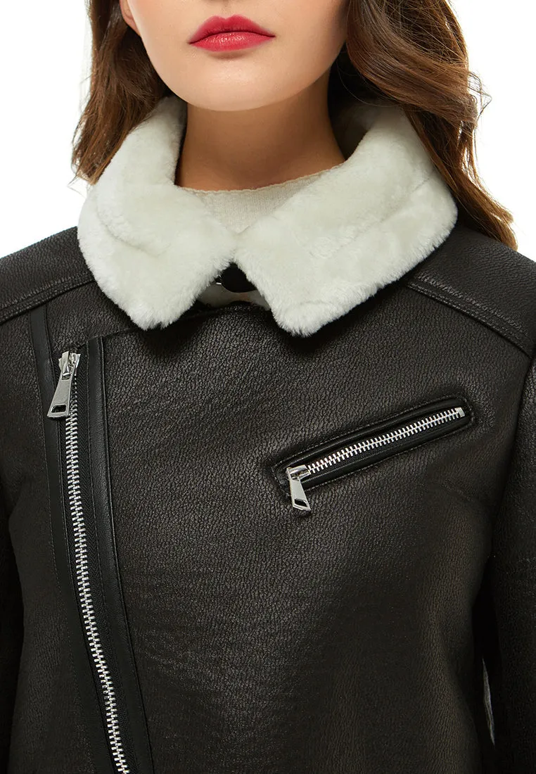 faux leather biker jacket