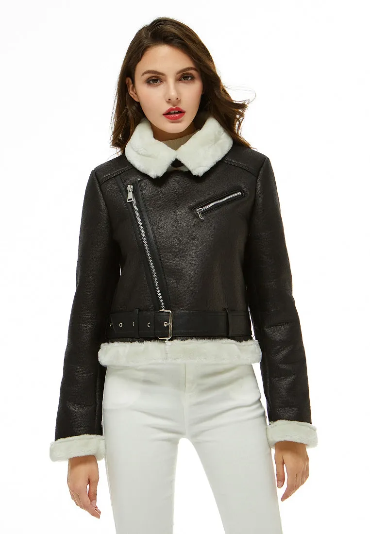 faux leather biker jacket