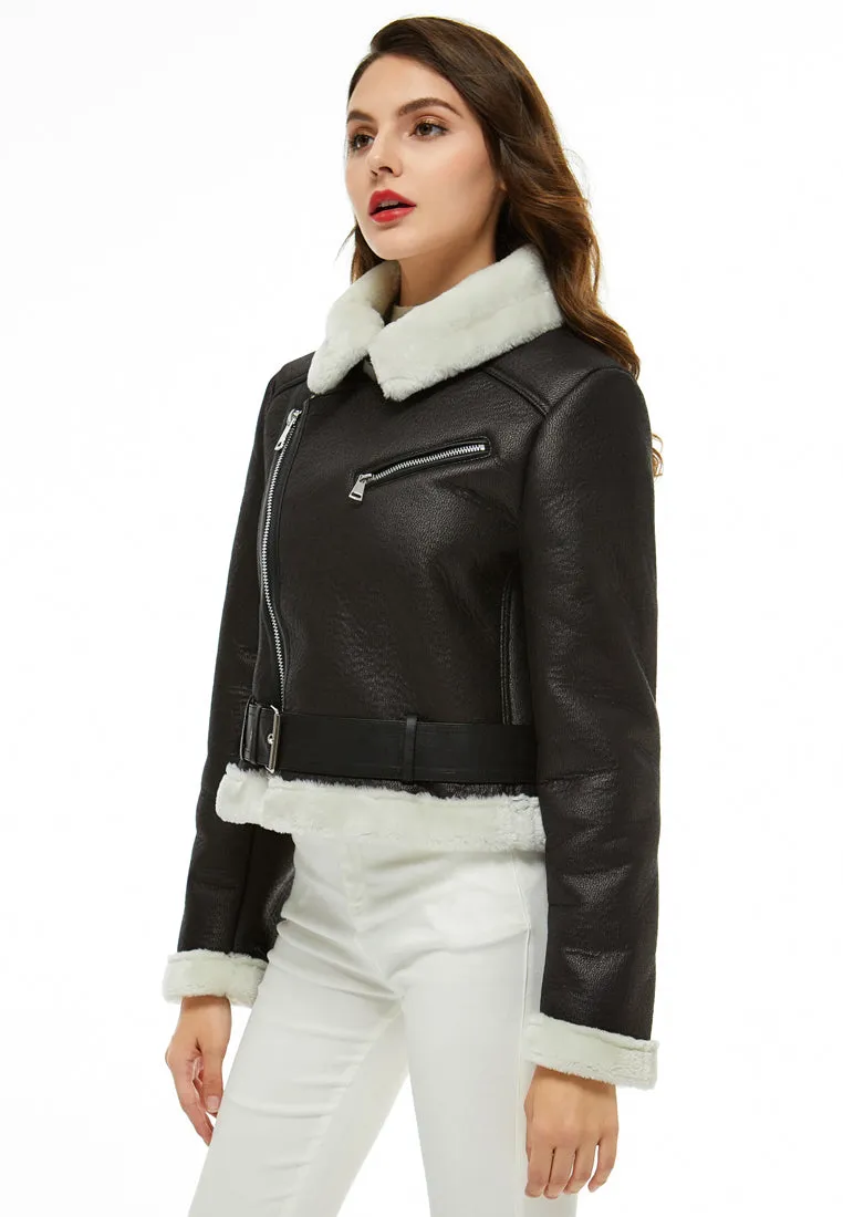 faux leather biker jacket