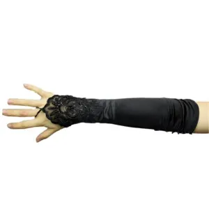 Fingerless Gloves - Black Satin Lace