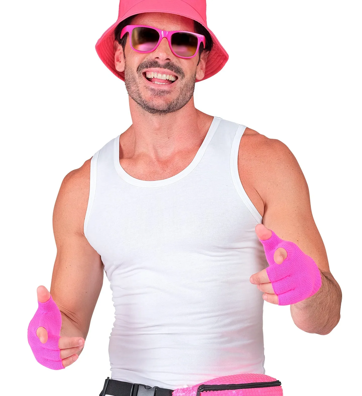 Fingerless gloves neon pink