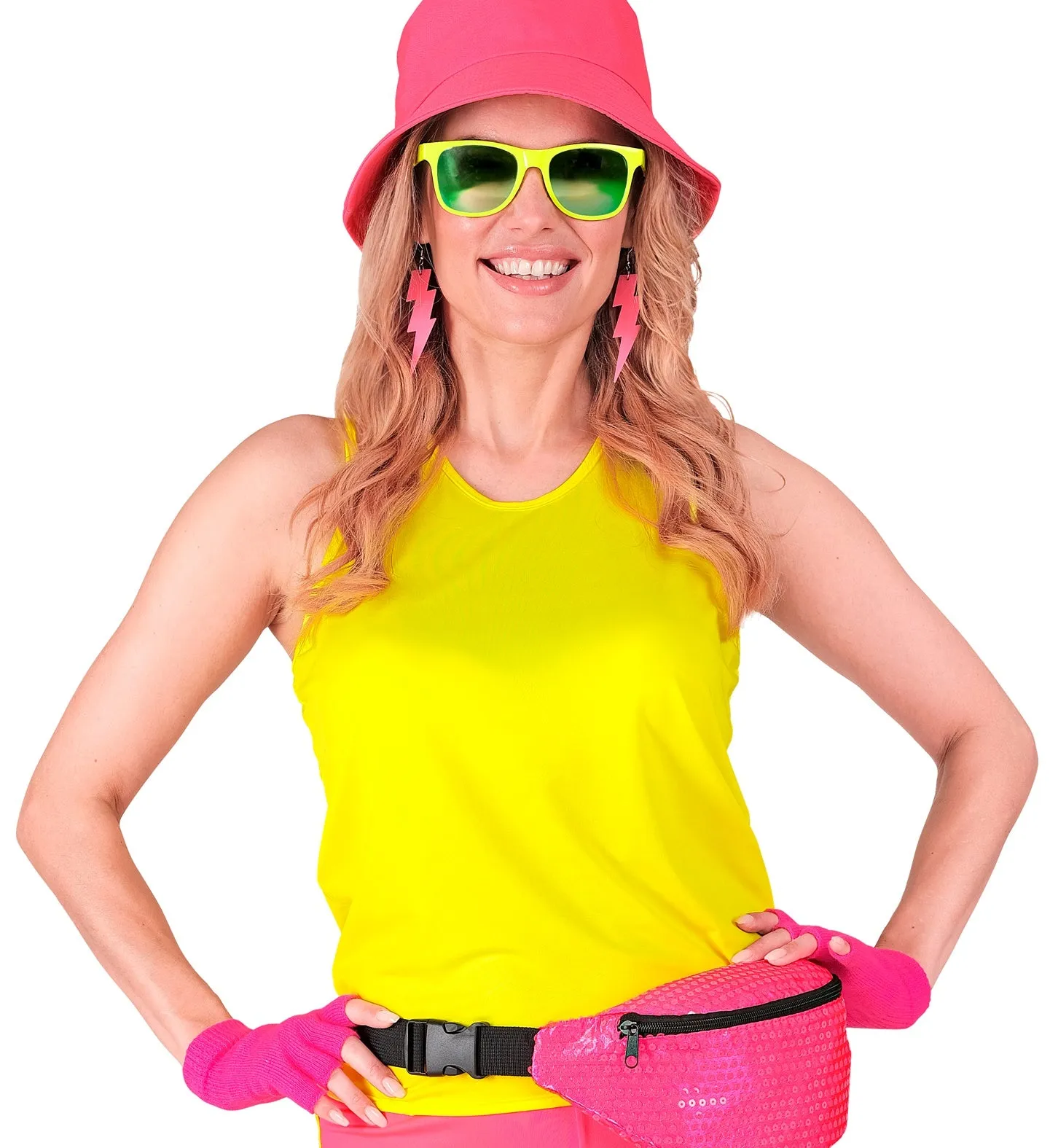 Fingerless gloves neon pink