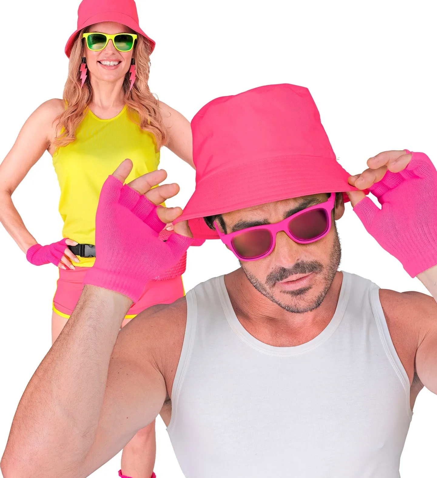 Fingerless gloves neon pink