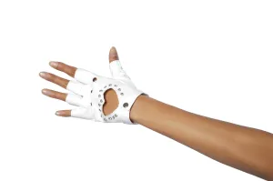 Fingerless Gloves with Cut-out Heart and Rhinestones