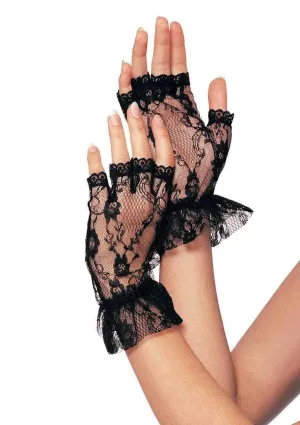 Fingerless Lace Gloves - Black