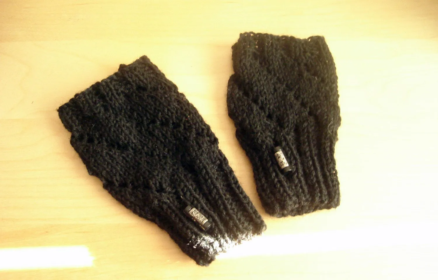 Fingerless Mittens with Bead/Button Accent