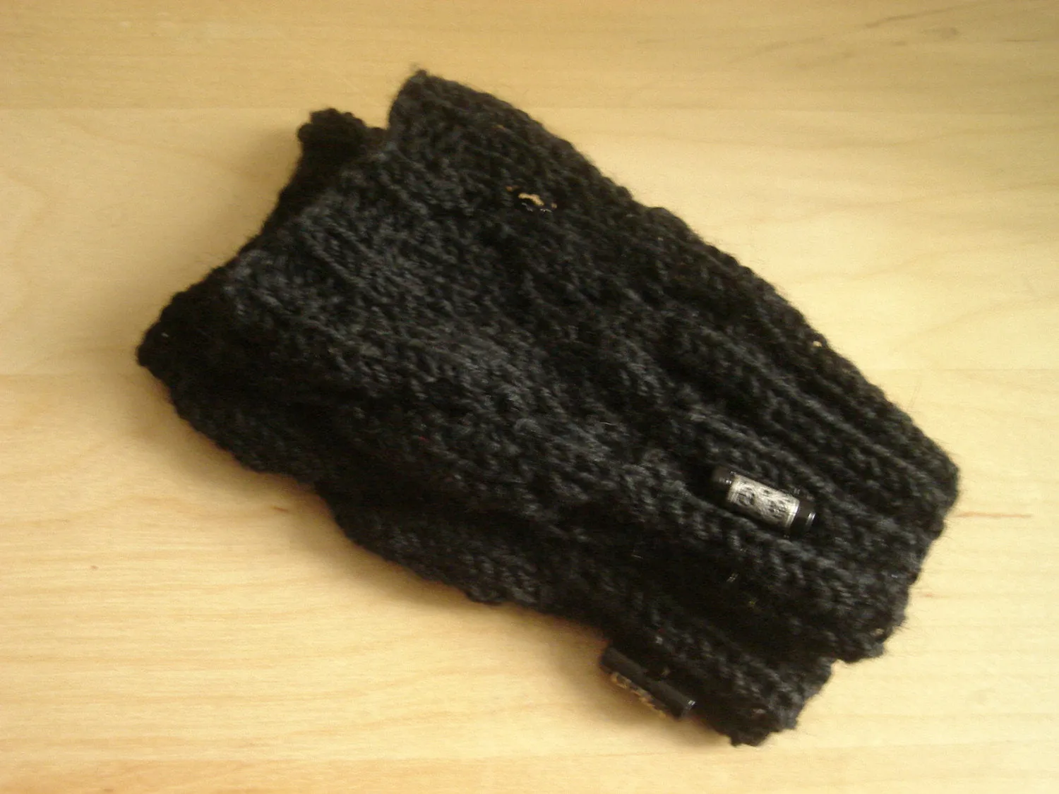 Fingerless Mittens with Bead/Button Accent