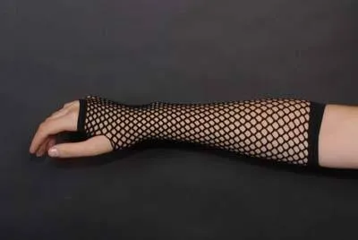 Fishnet 80's Black Long Gloves