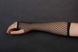 Fishnet 80's Black Long Gloves