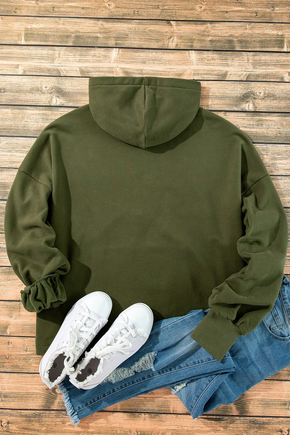 Fleece Lined Half Zipper Kangaroo Hoodie